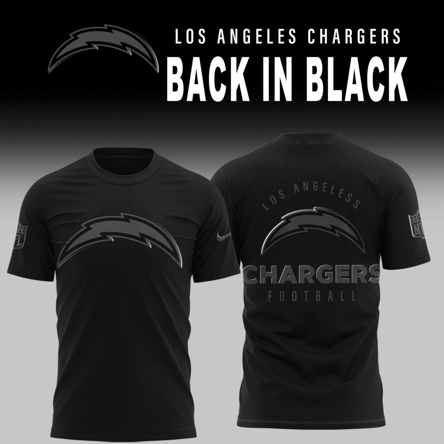 Los Angeles Chargers 2025 Back In Black Limited Combo TShirt