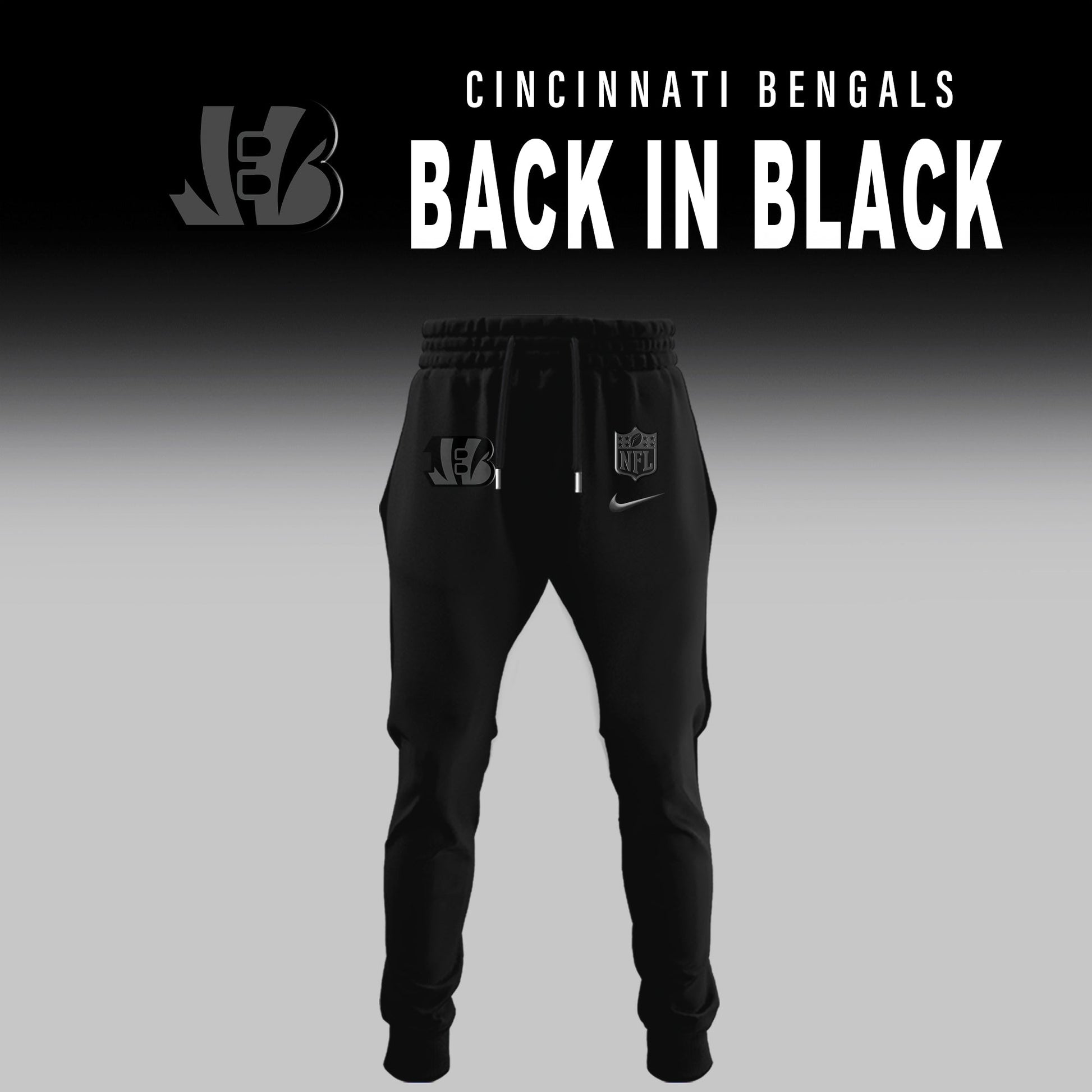 Cincinnati Bengals Back In Black Half Zip Hoodie