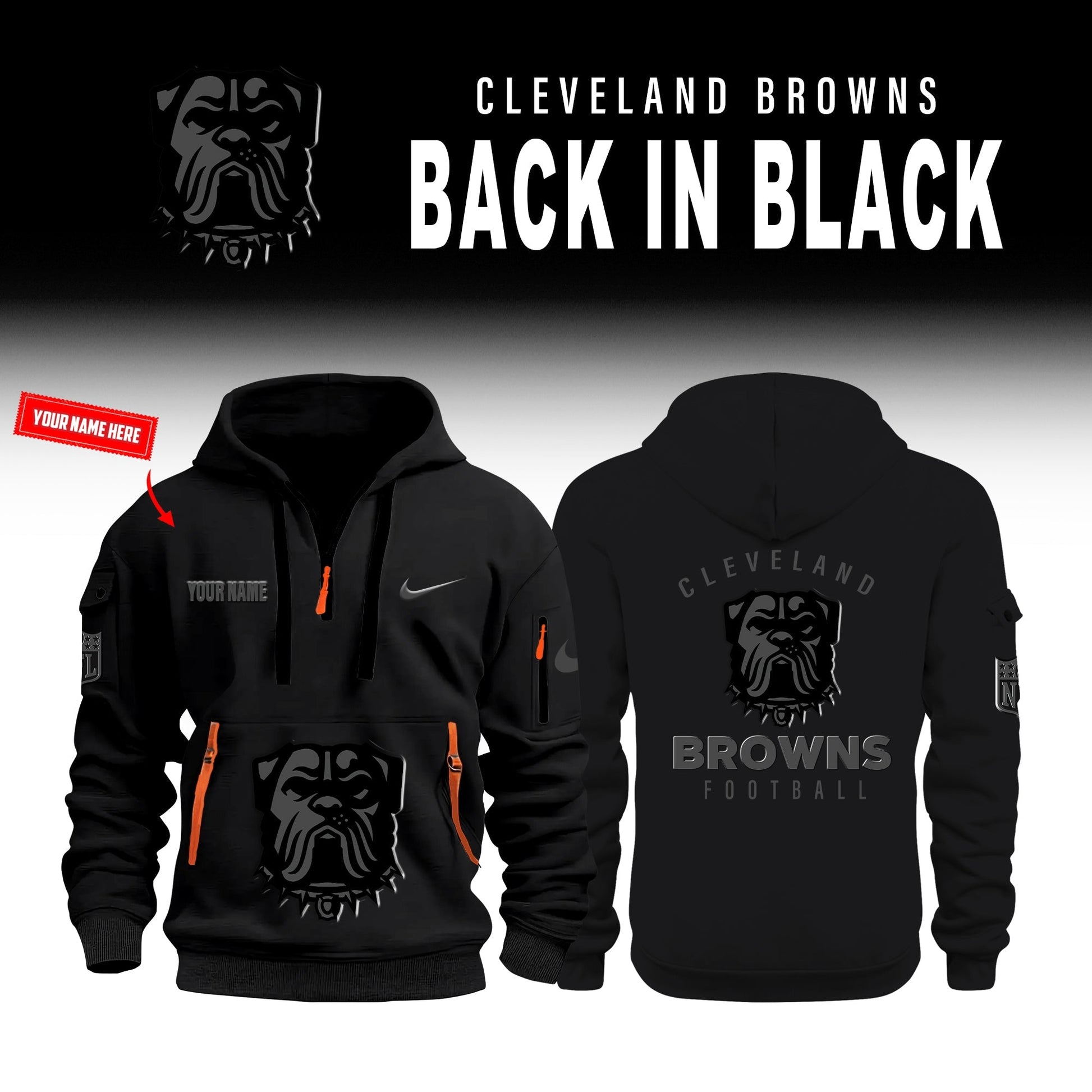 Cleveland Browns Back In Black Half Zip Hoodie