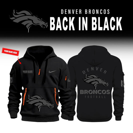 Denver Broncos Back In Black Half Zip Hoodie