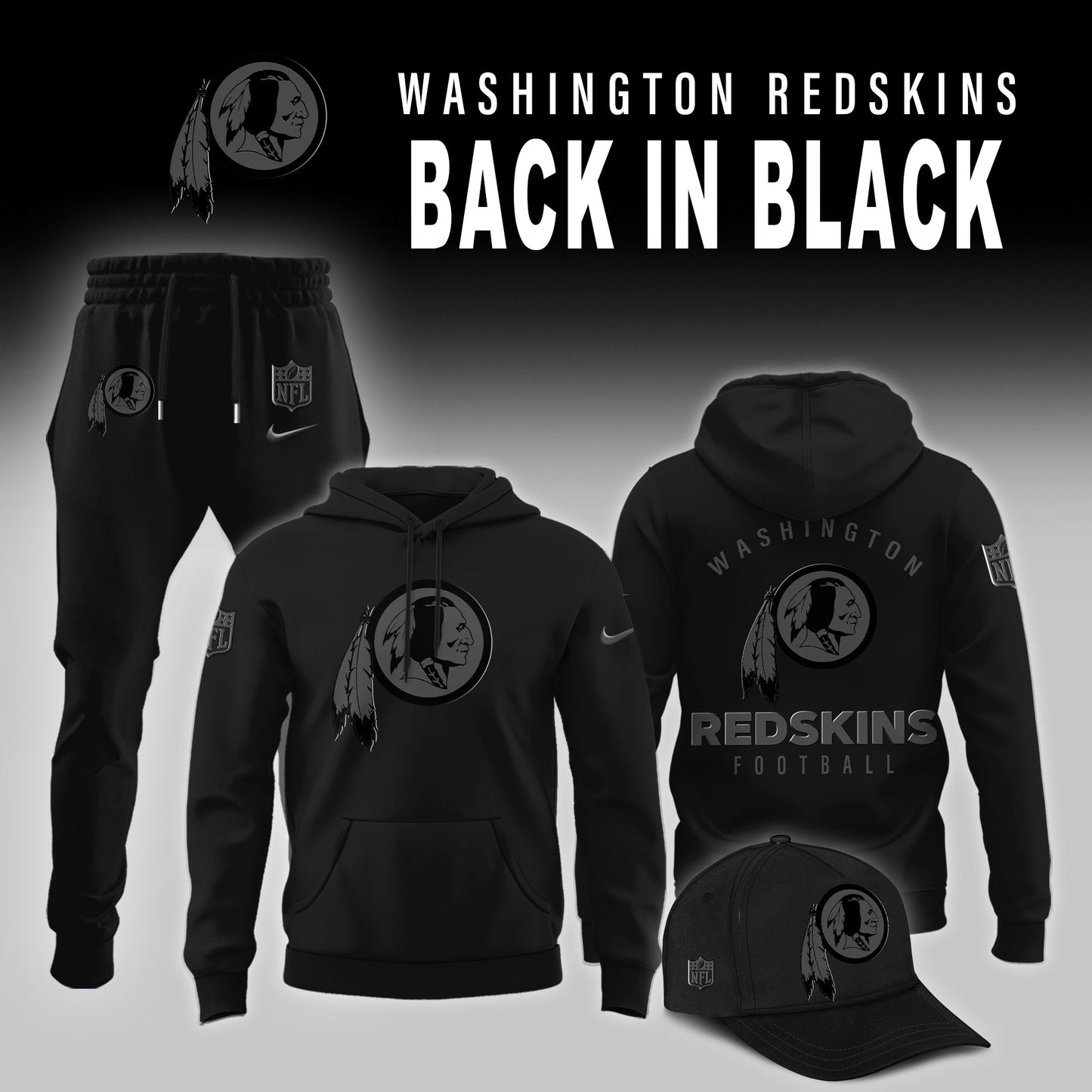 Washington Commanders 2025 Back In Black Limited Edition Combo Hoodie