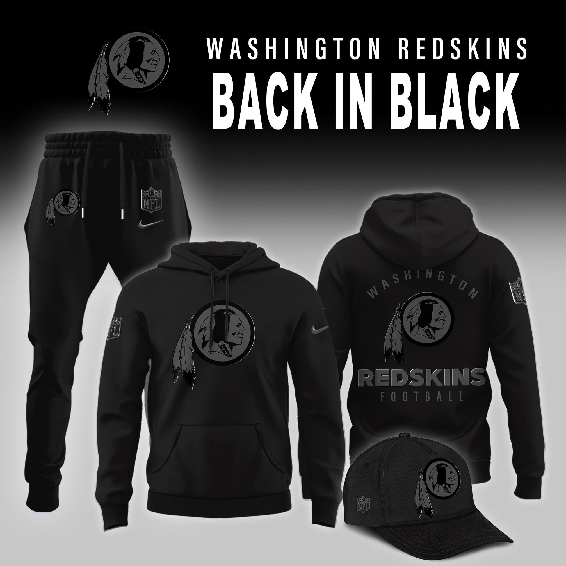 Washington Commanders 2025 Back In Black Limited Edition Combo Hoodie