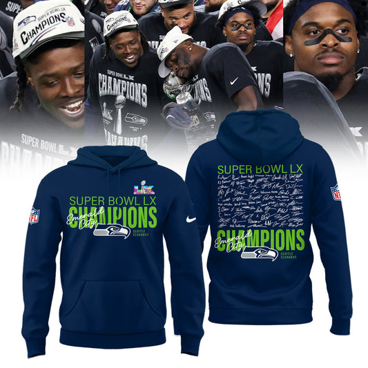 Limited Edition Seattle Seahawks Super Bowl LX Champions Hoodie