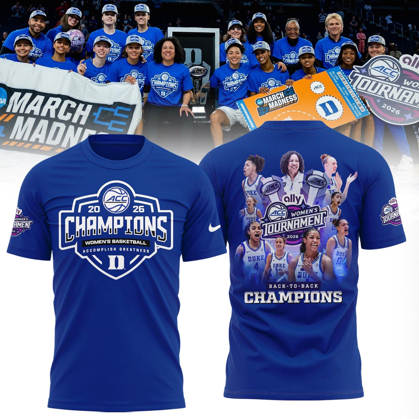 Duke Blue Devils 2026 ACC Women’s Basketball Tournament Champions Limited Edition Shirt