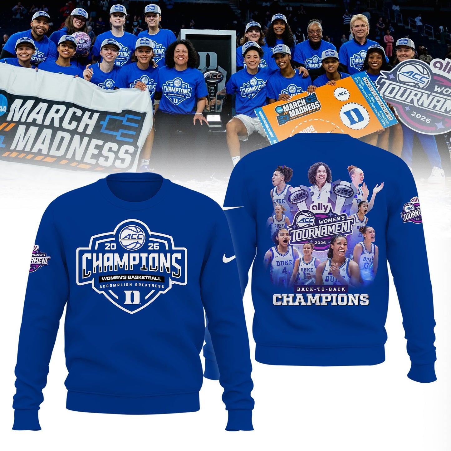 Duke Blue Devils 2026 ACC Women’s Basketball Tournament Champions Limited Edition Shirt
