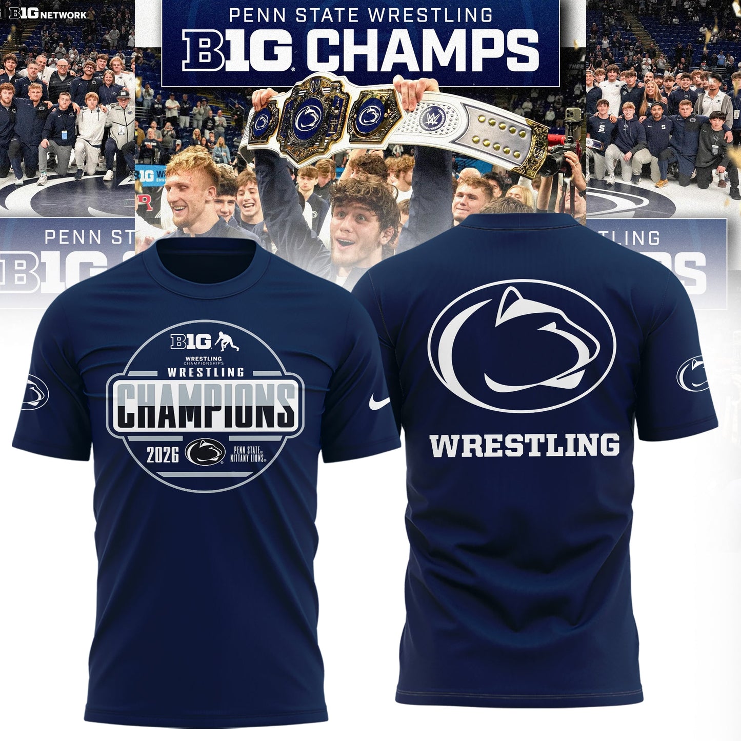Penn State Nittany Lions 2026 Big Ten Men’s Wrestling Tournament Champions Limited Edition Shirt