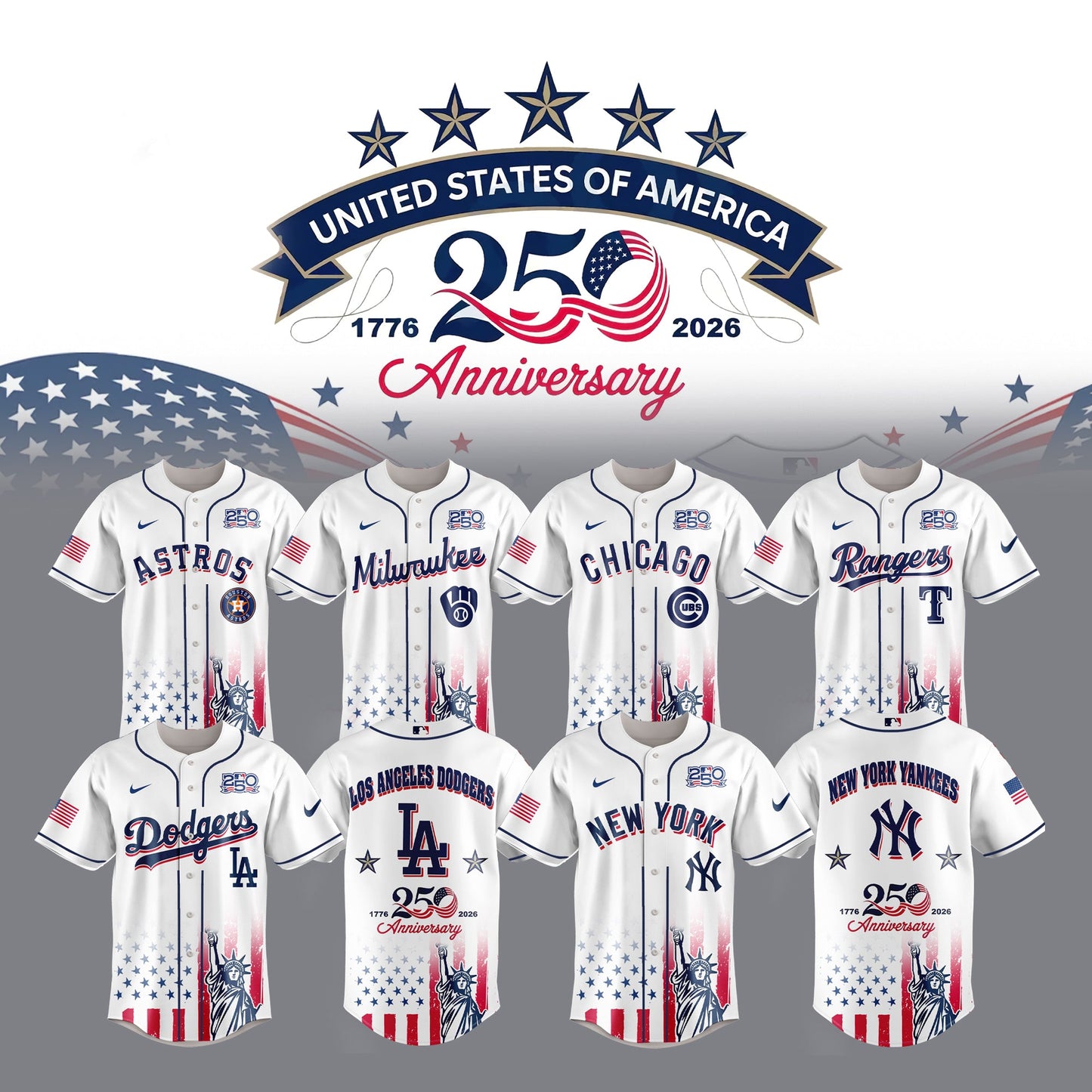 Full Team Baseball 250th Anniversary United States Semiquincentennial Special Jersey