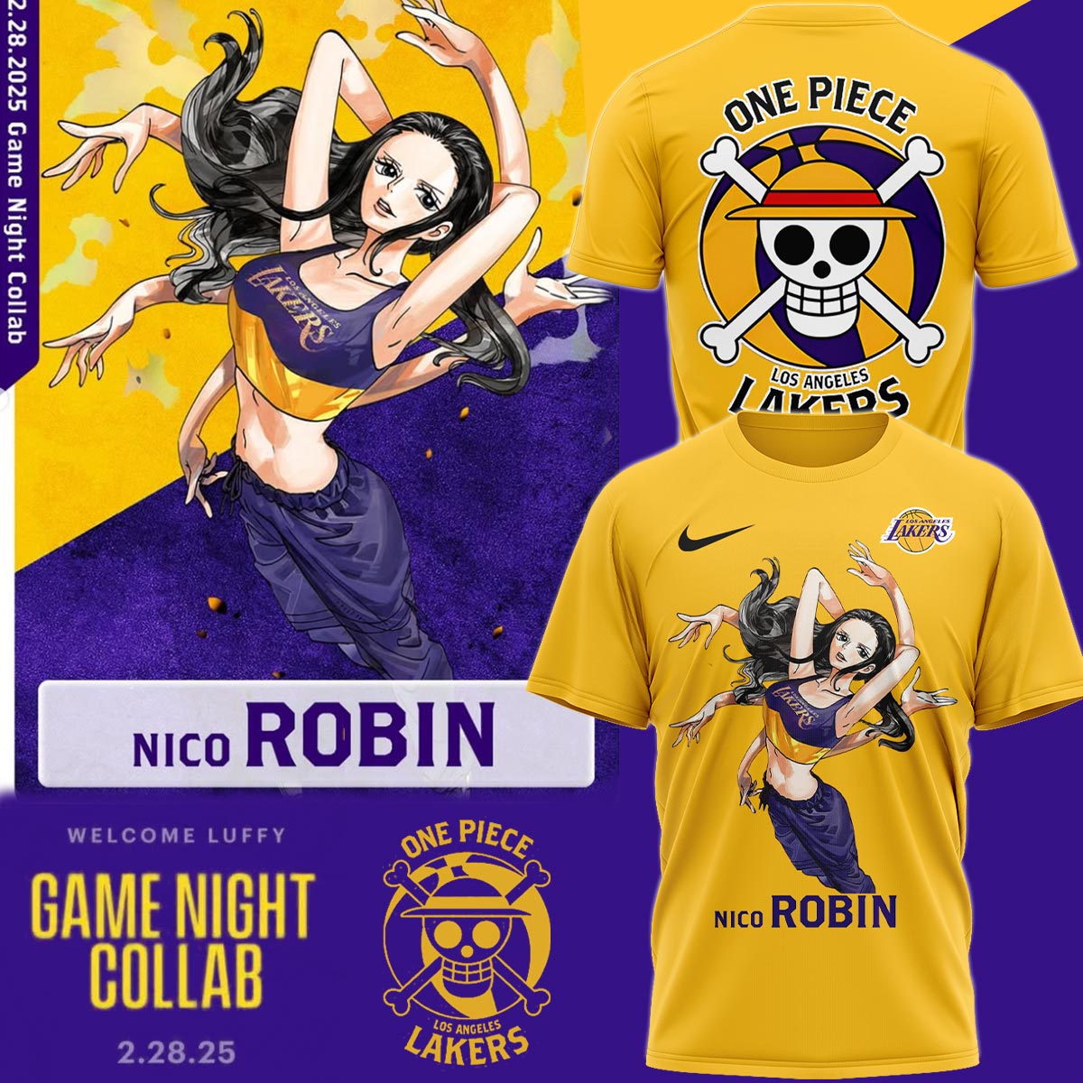 LA Lakers vs OnePiece RONBIN TShirt