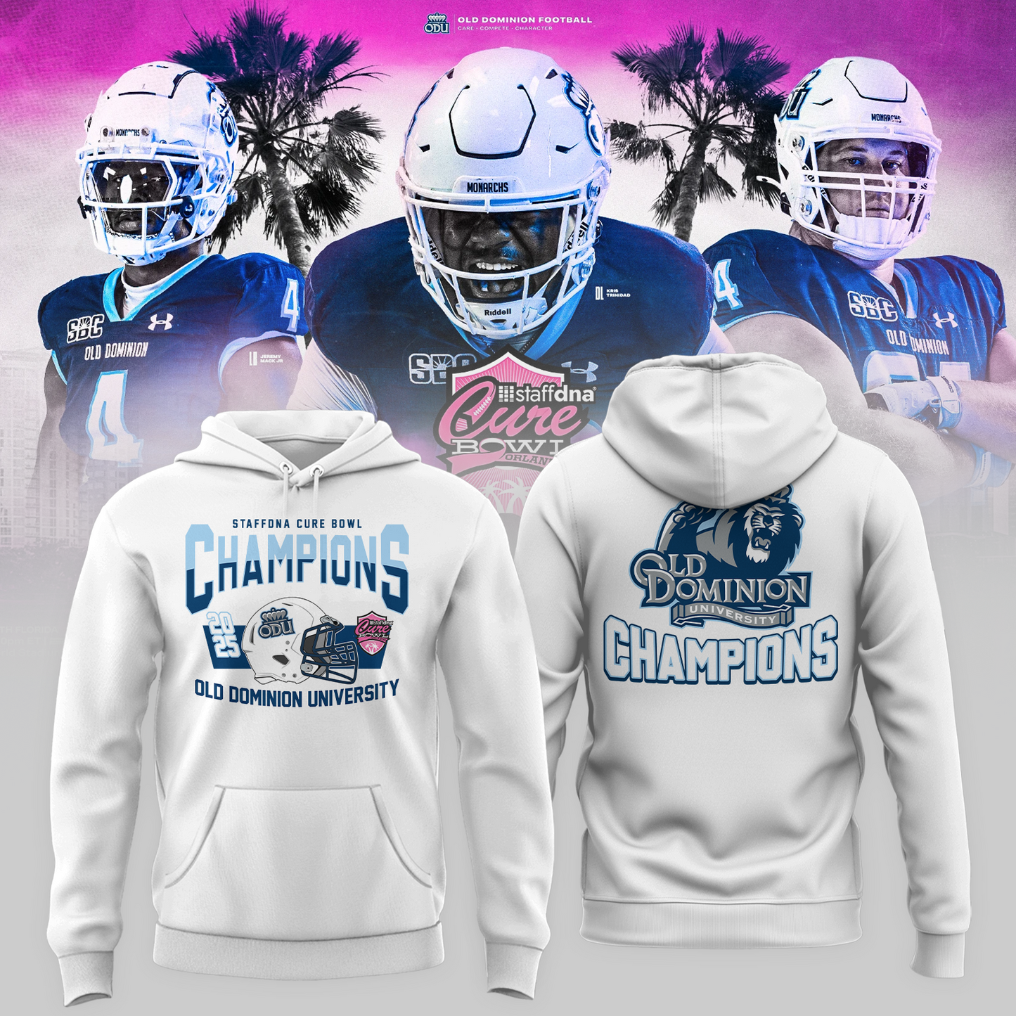Old Dominion University 2025 STAFFDNA CURE BOWL Champions Hoodie