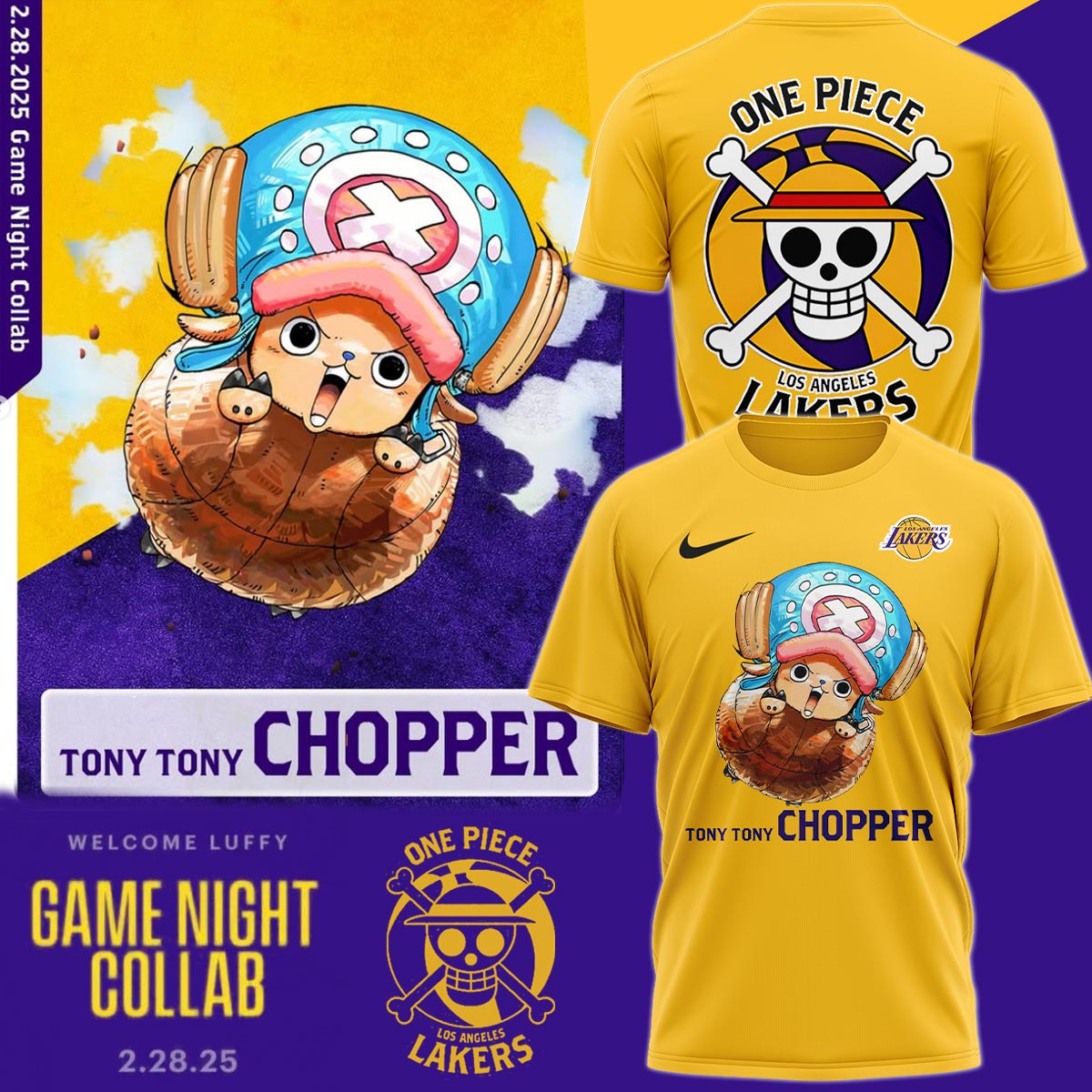LA Lakers vs OnePiece CHOPPER TShirt