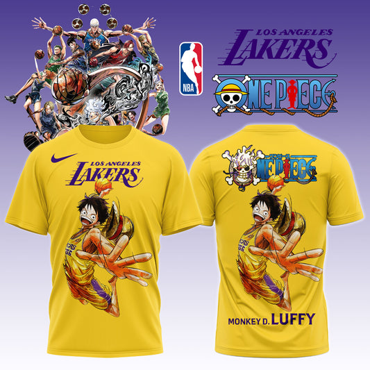 ,,,ONE PIECE × NBA Los Angeles Lakers 2025 TShirt 3