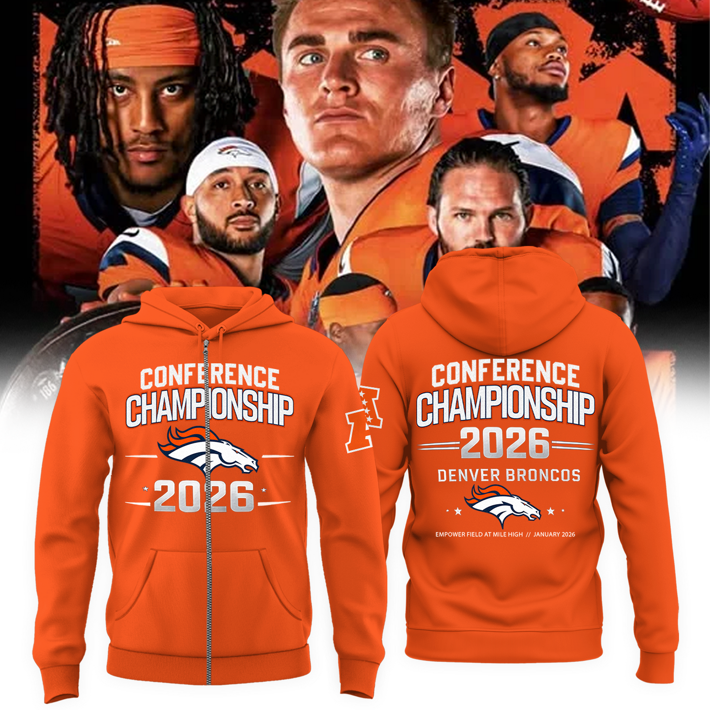 Broncos 2026 Conference Championship Official Commemorative Zip Hoodie