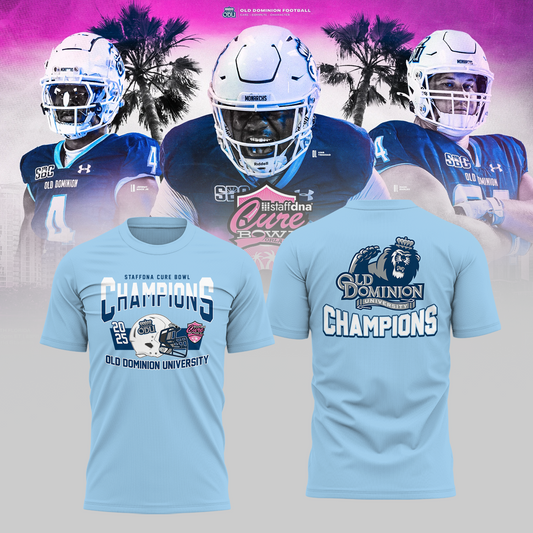 Old Dominion University 2025 STAFFDNA CURE BOWL Champions TShirt