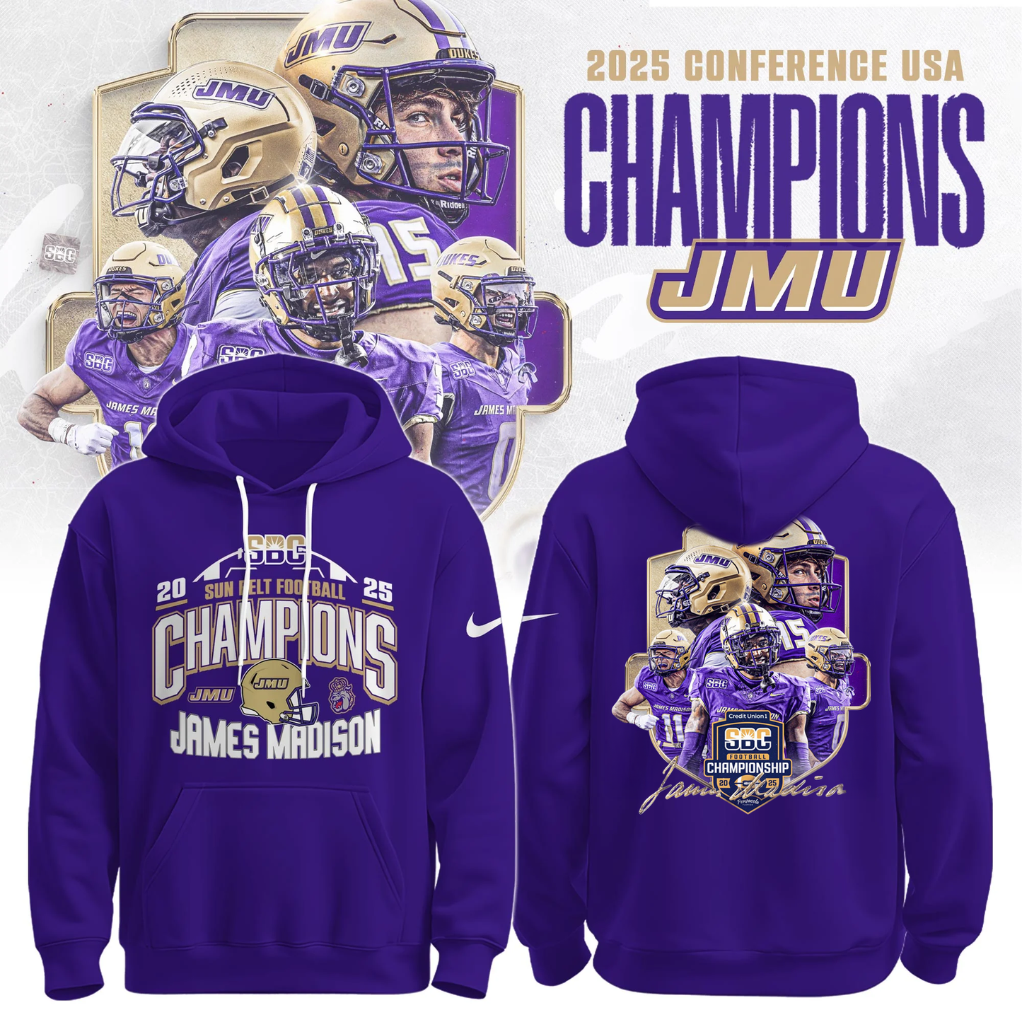 .JMU 2025 Sun Belt Football Conference Champions Hoodie Limited Edition