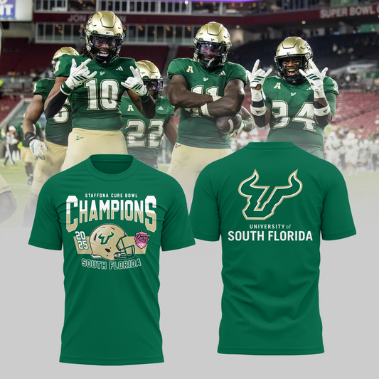 SOUTH FLORIDA 2025 STAFFDNA CURE BOWL Champions TShirt