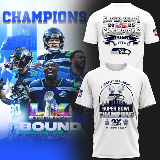 Seattle Seahawks– Super Bowl LX 2025 Champions T-Shirt