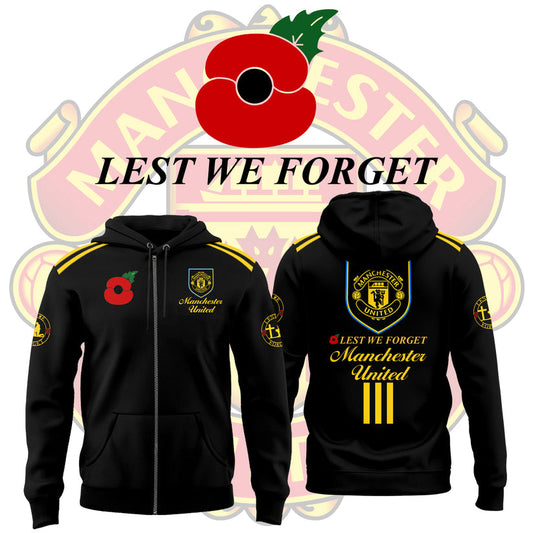 🌺 Manchester United FC 🌺 Lest We Forget 2025 Limited Edition Combo Zip Hoodie