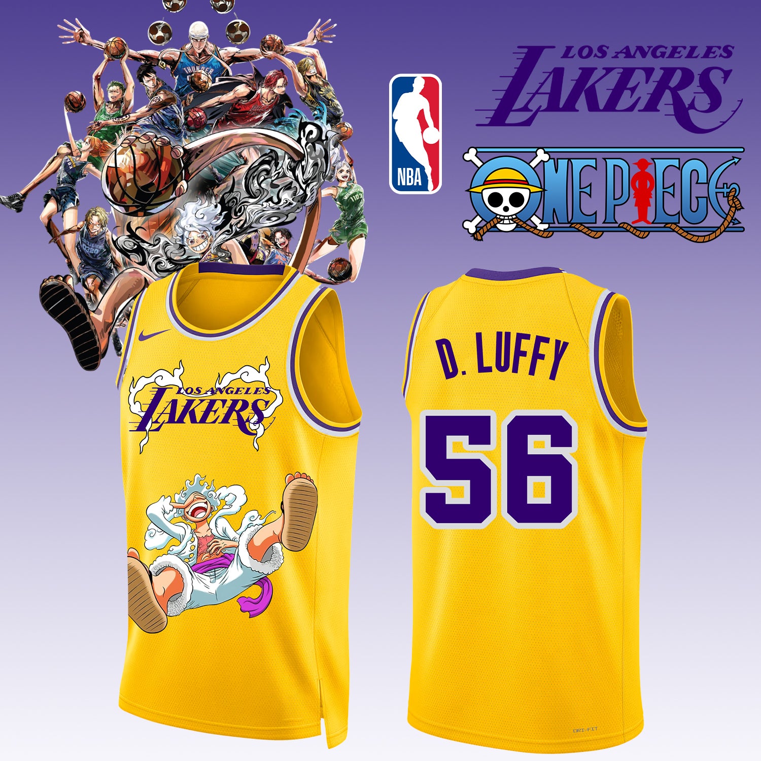 _,ONE PIECE × NBA Los Angeles Lakers 2025 Jersey 2