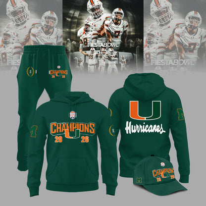 Miami Hurricanes College Football Playoff 2025 Fiesta Bowl Champions Combo Hoodie