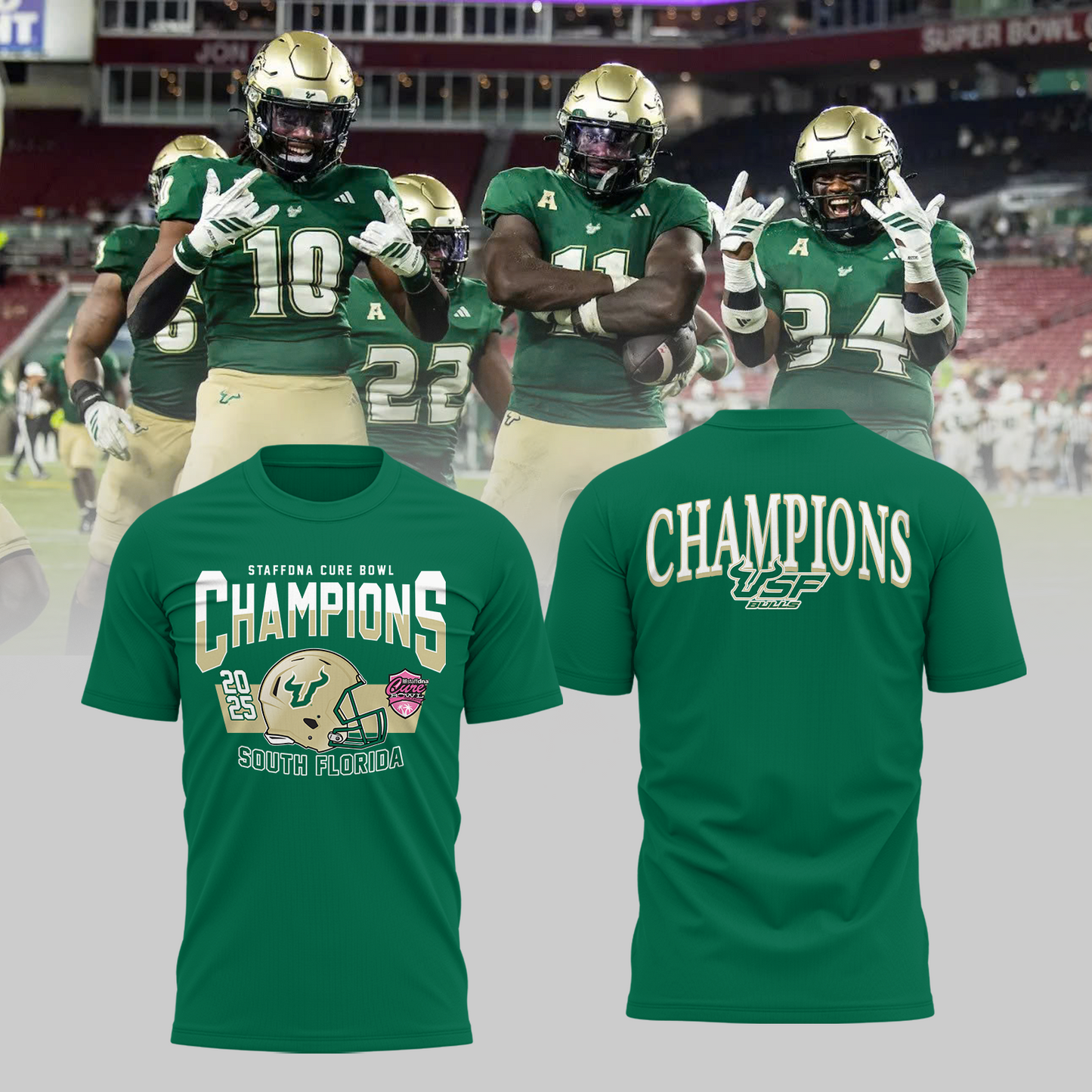 SOUTH FLORIDA 2025 STAFFDNA CURE BOWL Champions TShirt