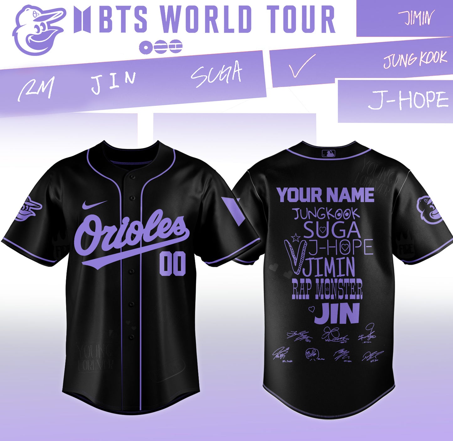 Baseball 🇺🇸 X  BTS ”COMEBACK & WORLD TOUR 2026” Limited Edition – Jersey 1 (Custom Name&Custom Number)