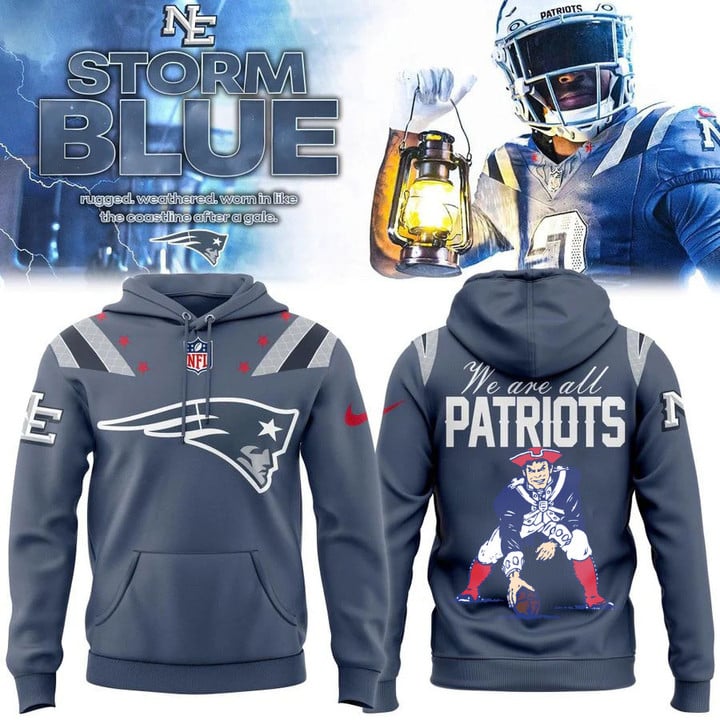 NE Patriots 2025 Rivalries Nor’Easter Storm Blue Hoodie