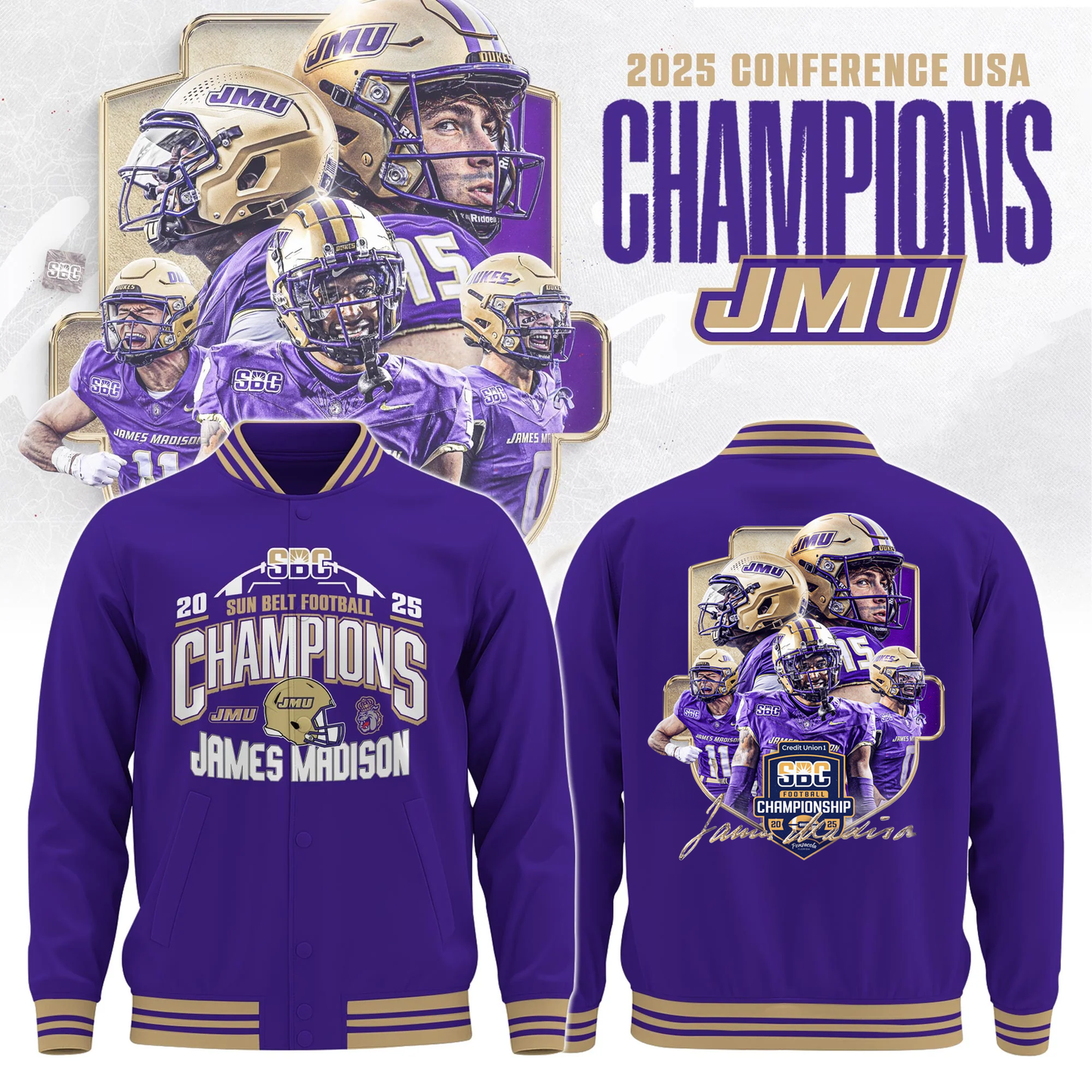 .JMU 2025 Sun Belt Football Conference Champions Bomber Limited Edition