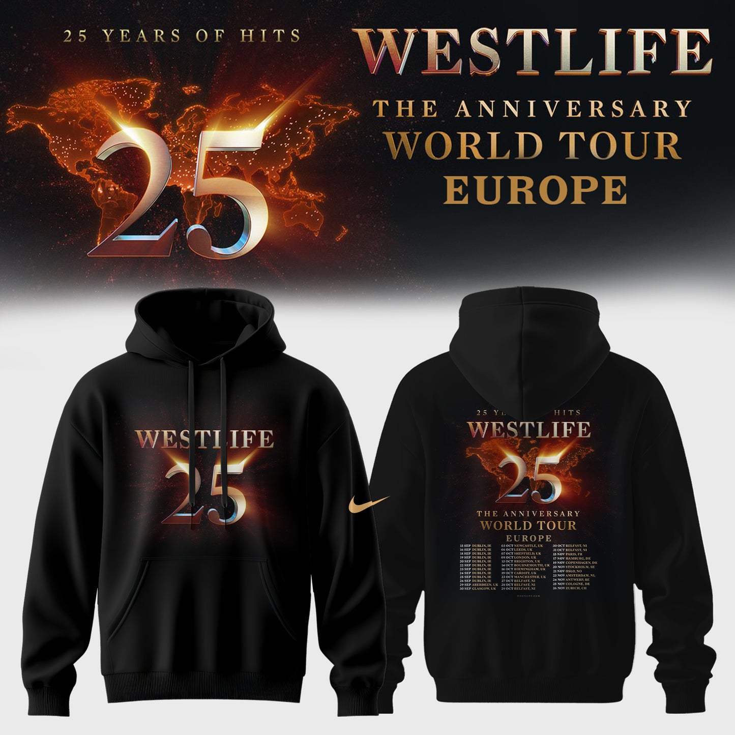 _ Westlife 25 – The Anniversary World Tour 2026 Edition Hoodie