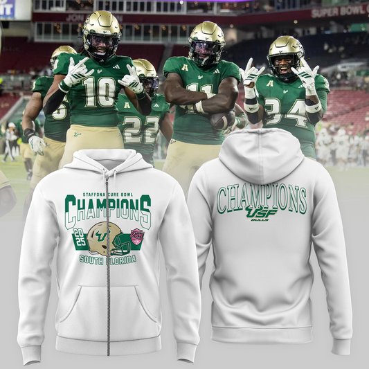SOUTH FLORIDA 2025 STAFFDNA CURE BOWL Champions Zip Hoodie