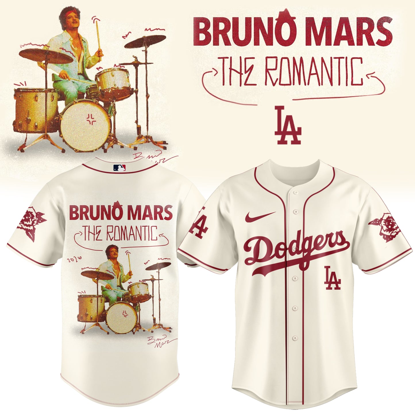 ,,Baseball X Bruno Mars ”The Romantic Tour 2026” Limited Edition Signature – Jersey 2