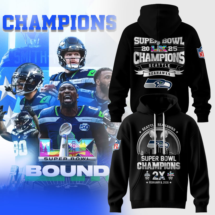 Limited Edition SEAHAWKS CHAMPIONS Super Bowl LX Hoodie
