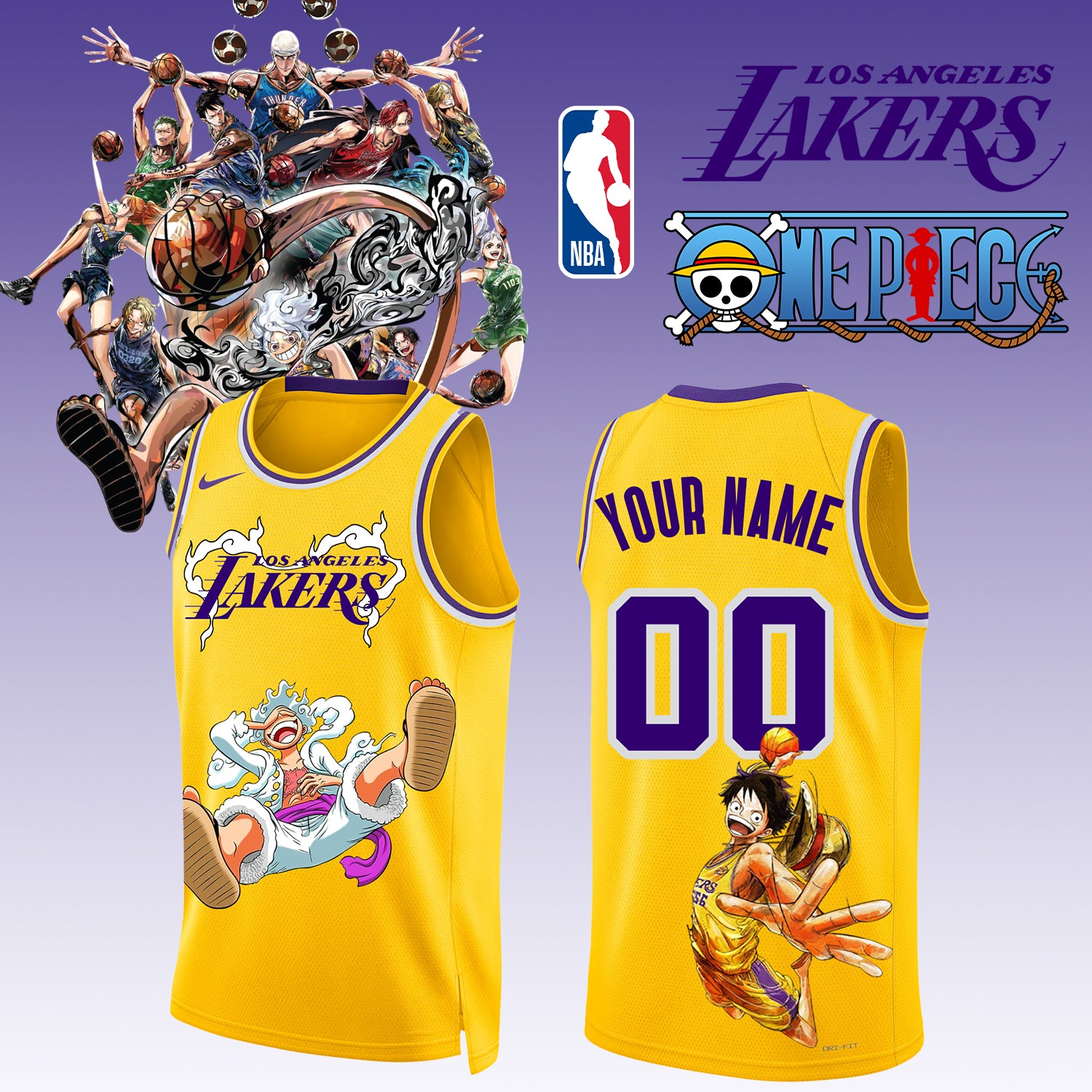 _,ONE PIECE × NBA Los Angeles Lakers 2025 Jersey ( Custom Name &amp; Number ) 2