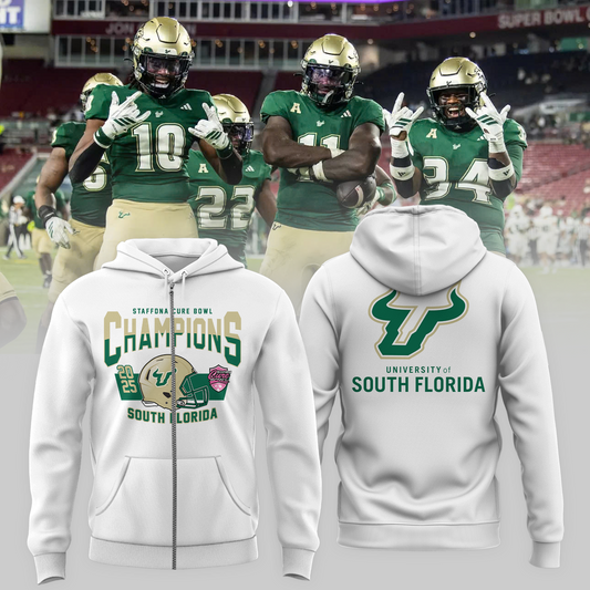 SOUTH FLORIDA 2025 STAFFDNA CURE BOWL Champions Zip Hoodie