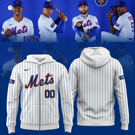 Mets Empire Pinstripe Zip Hoodie
