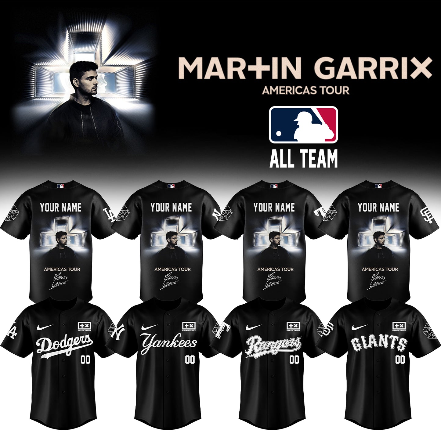 .BASEBALL ALL TEAMS x Martin Garrix AMERICAS TOUR Jersey 1 (Custom Name & Number)