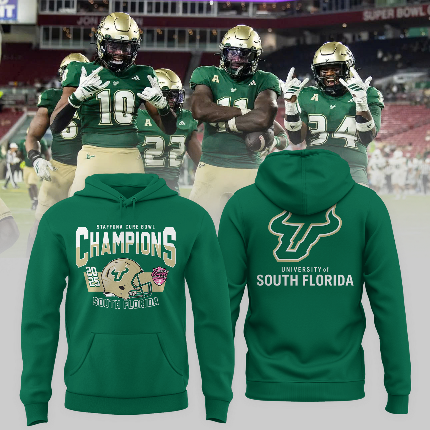 SOUTH FLORIDA 2025 STAFFDNA CURE BOWL Champions Hoodie