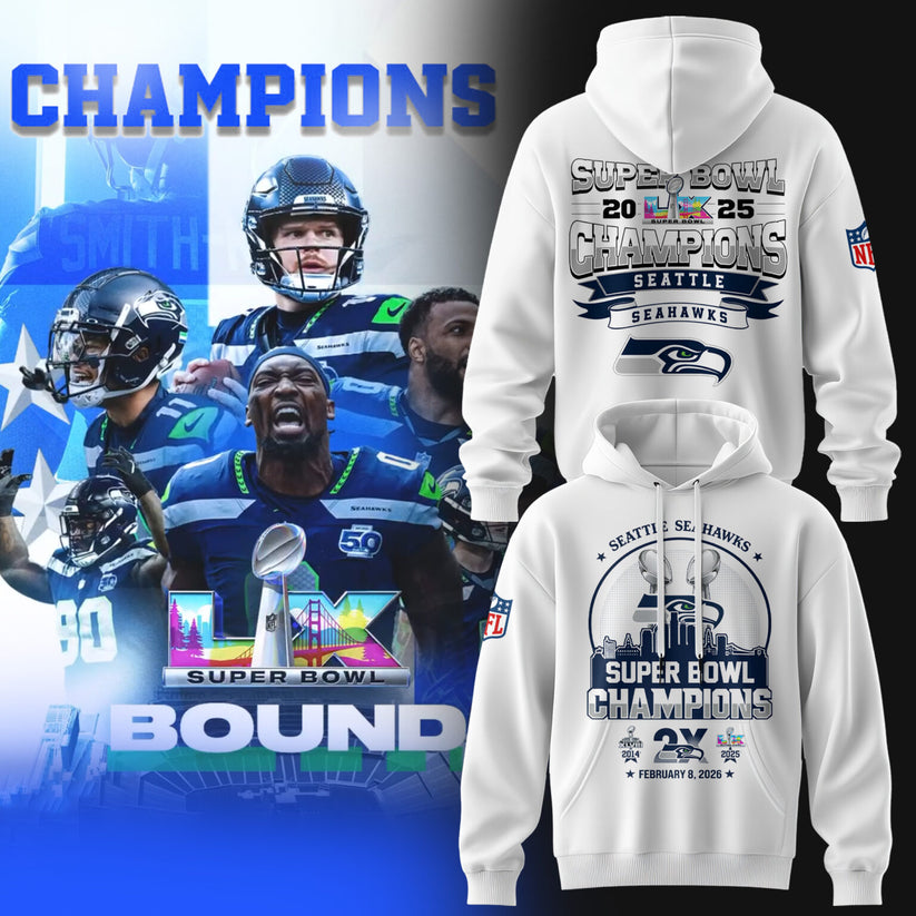 Limited Edition SEAHAWKS CHAMPIONS Super Bowl LX Hoodie