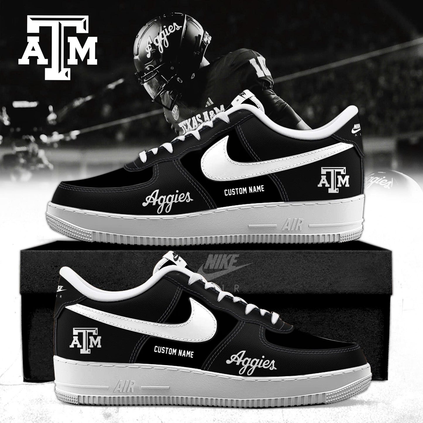 Texas A&M Aggies 2025 Blackout Special Editions AF1 Sneakers