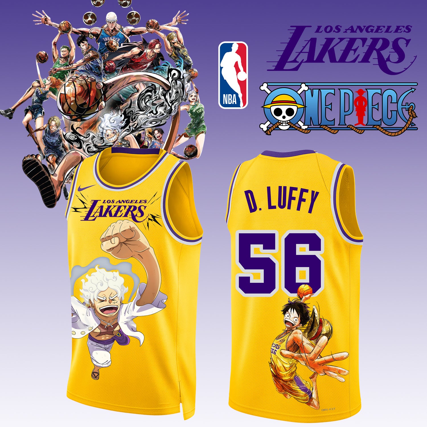 _ONE PIECE × NBA Los Angeles Lakers 2025 Jersey 1