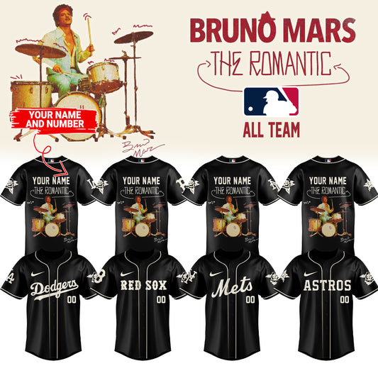 ,Baseball X Bruno Mars ”The Romantic Tour 2026” Limited Edition Signature – Jersey 1 (Custom Name&Number )
