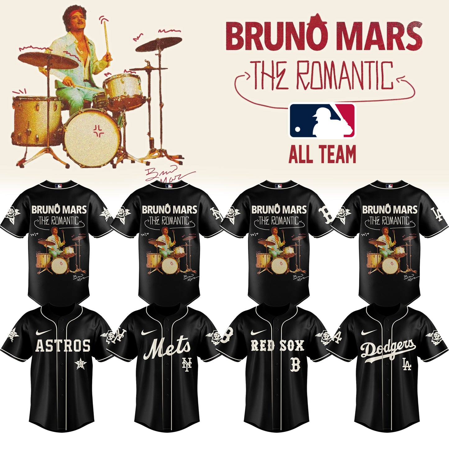 ,,Baseball X Bruno Mars ”The Romantic Tour 2026” Limited Edition Signature – Jersey 1