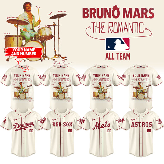 ,Baseball X Bruno Mars ”The Romantic Tour 2026” Limited Edition Signature – Jersey 2 (Custom Name&Number )