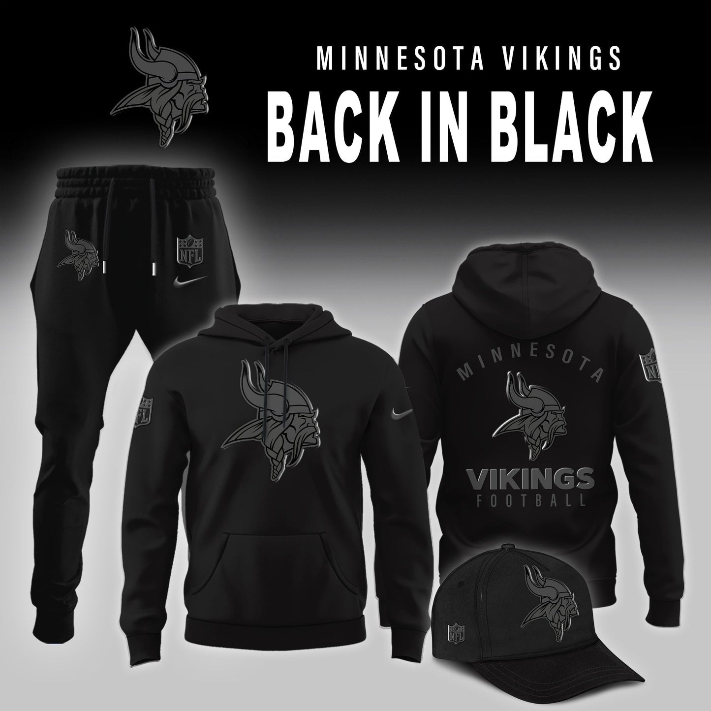 Minnesota Vikings 2025 Back In Black Limited Edition Combo Hoodie