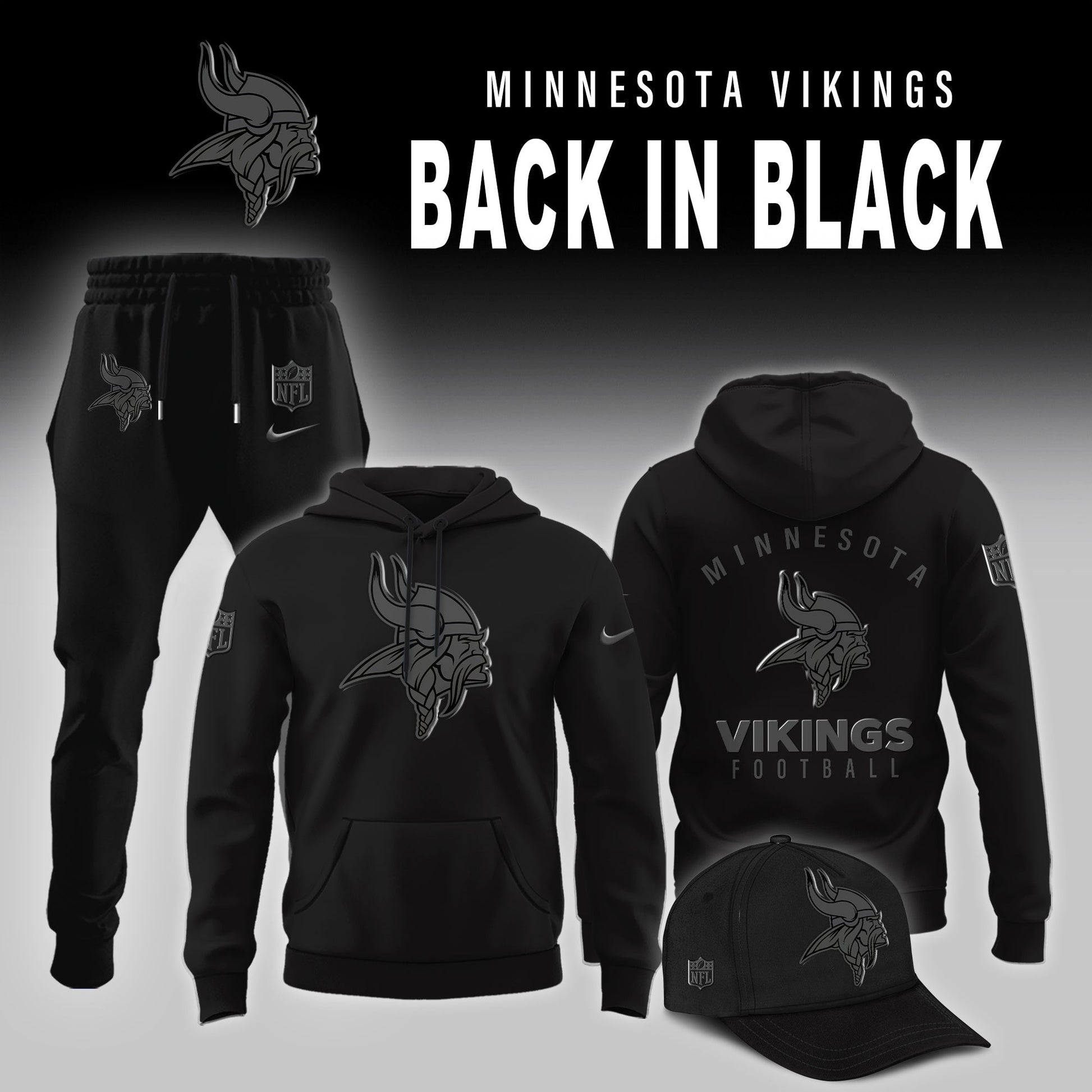 Minnesota Vikings 2025 Back In Black Limited Edition Combo Hoodie