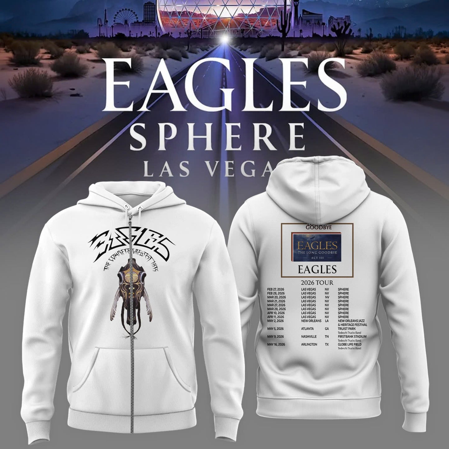 Eagles The Long Goodbye Act III 2026 Tour Zip Hoodie