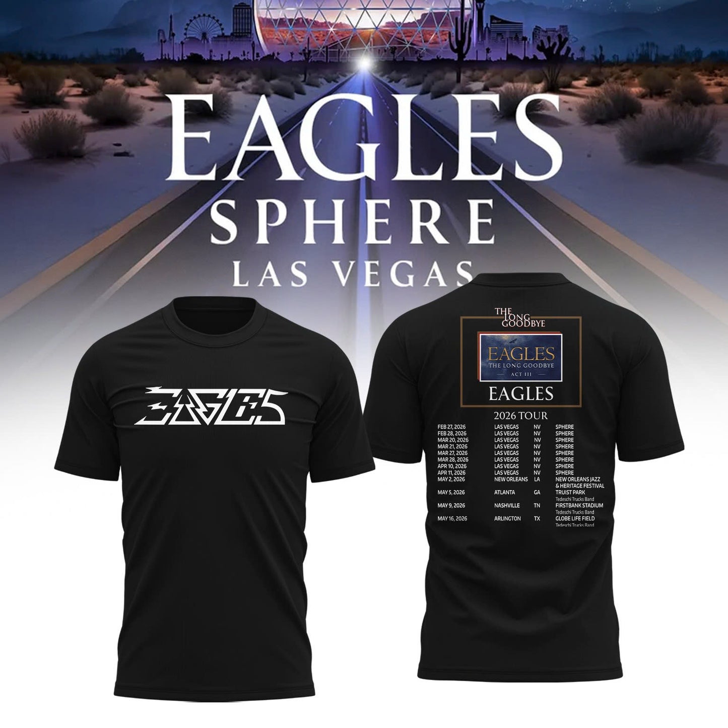 Eagles The Long Goodbye Act III 2026 Tour Tee