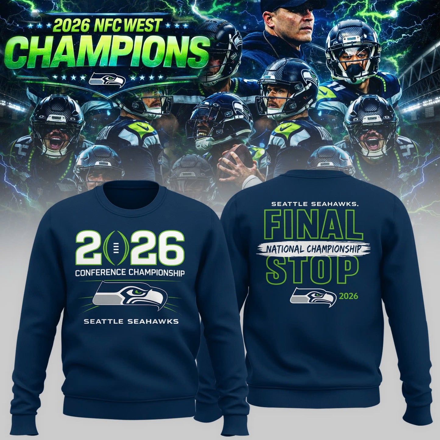 Seattle Seahawks: 2026 NFC West Champions Official Fan Sweatshirt