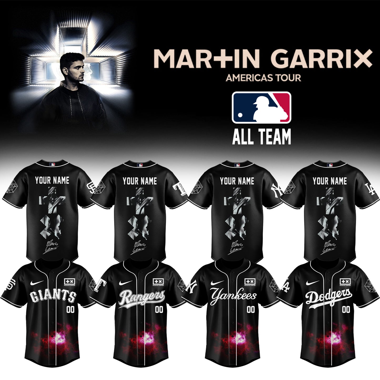 .BASEBALL ALL TEAMS x Martin Garrix AMERICAS TOUR Jersey 3 (Custom Name & Number)