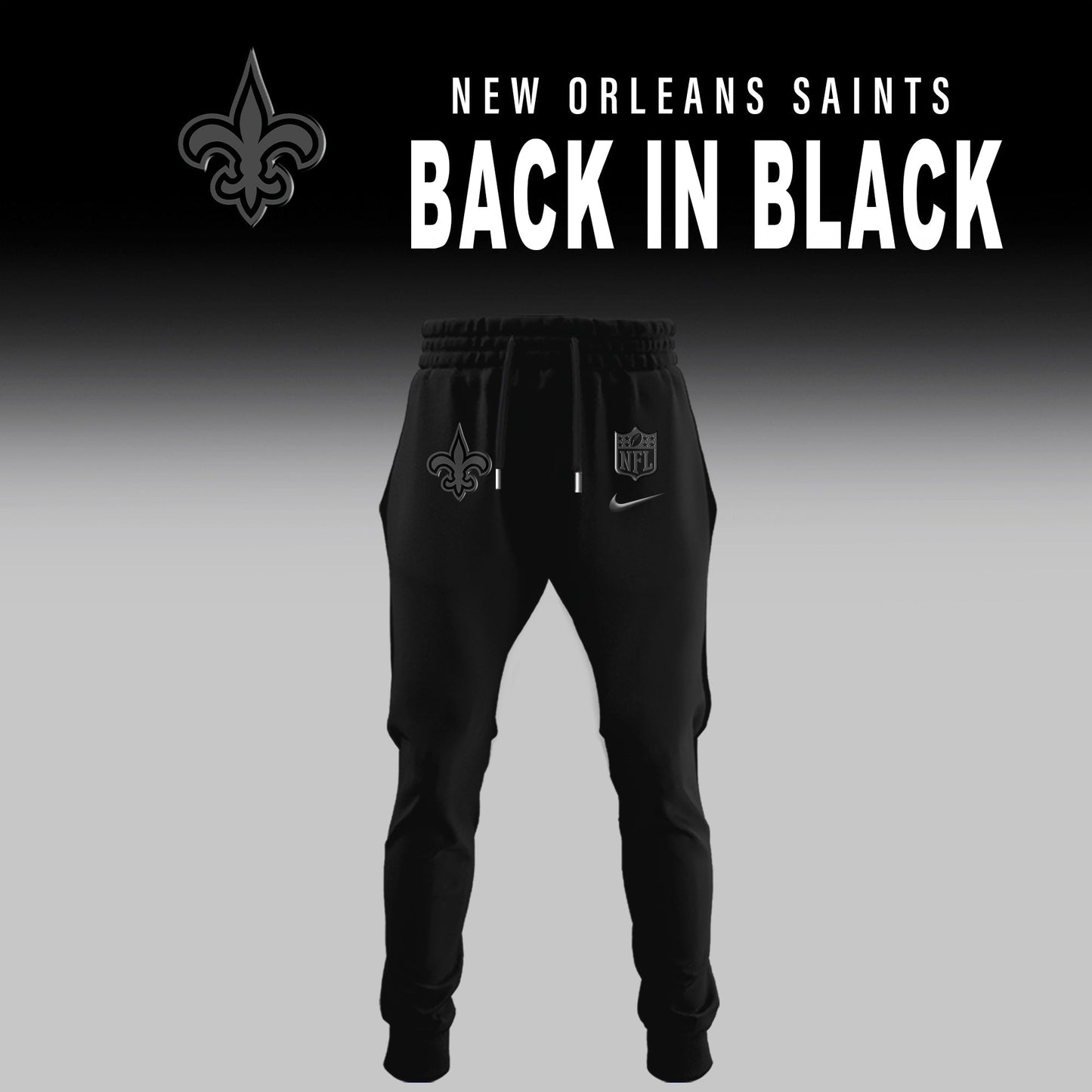 New Orleans Saints Back In Black Half Zip Hoodie