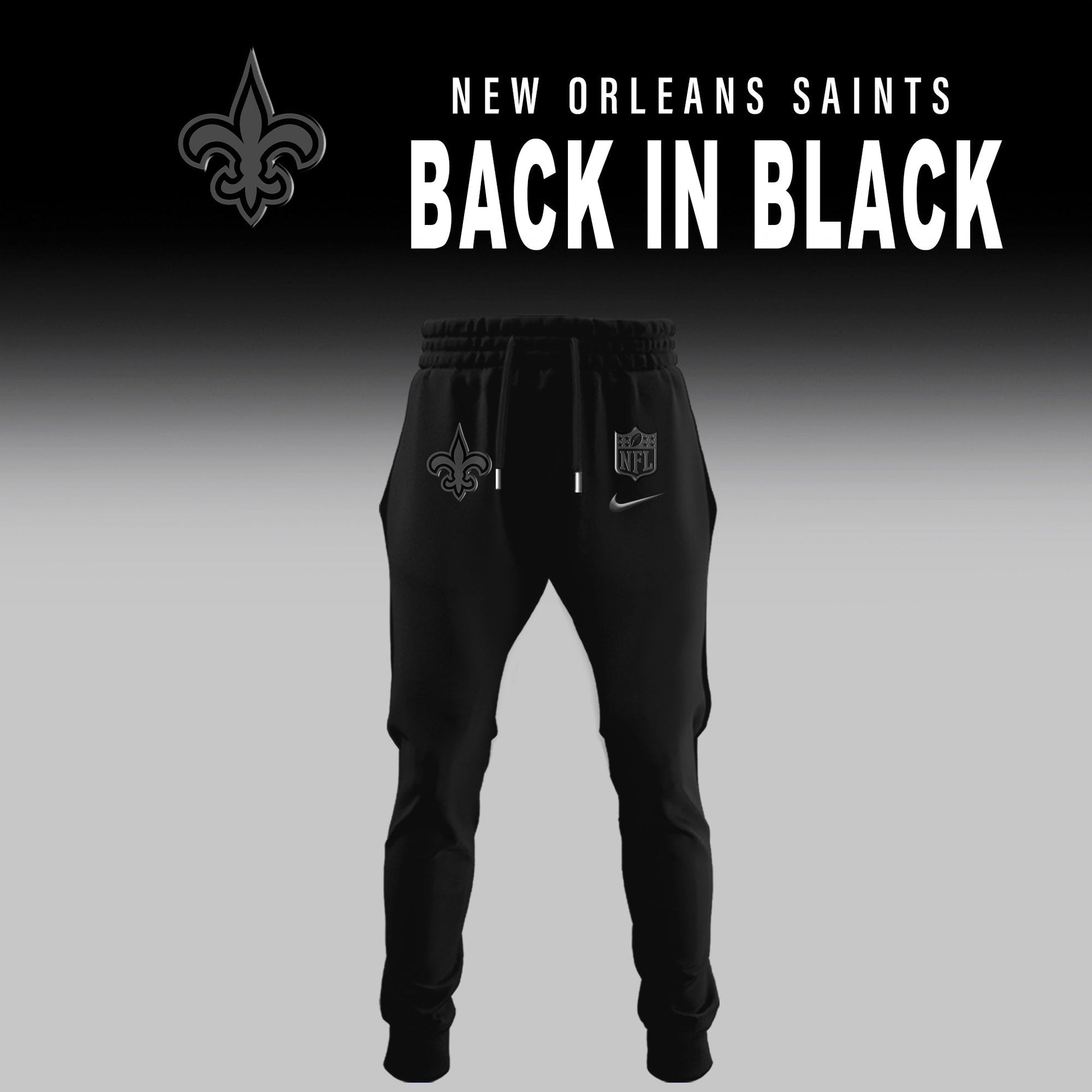 New Orleans Saints Back In Black Half Zip Hoodie